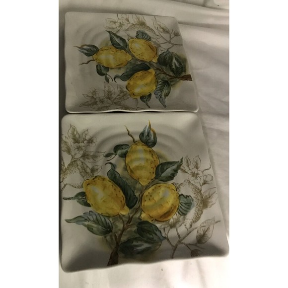 Maxcera Kitchen Maxcera Yellow Lemon Salad Square Plate 85 Ceramic